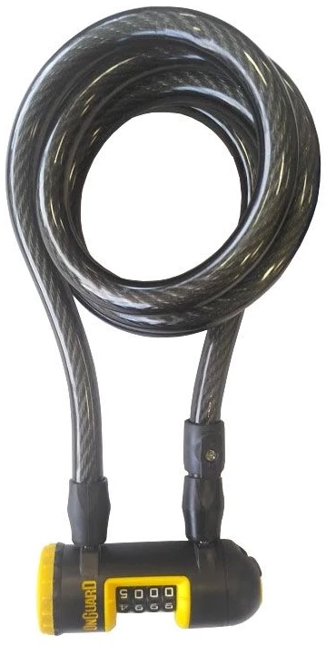 Замок ONGUARD REVOLVER Coil Combo. Стальной трос 185см х 15мм в силикон. Замок с системой X4P. Код на 4 цифры,LCK-65-83