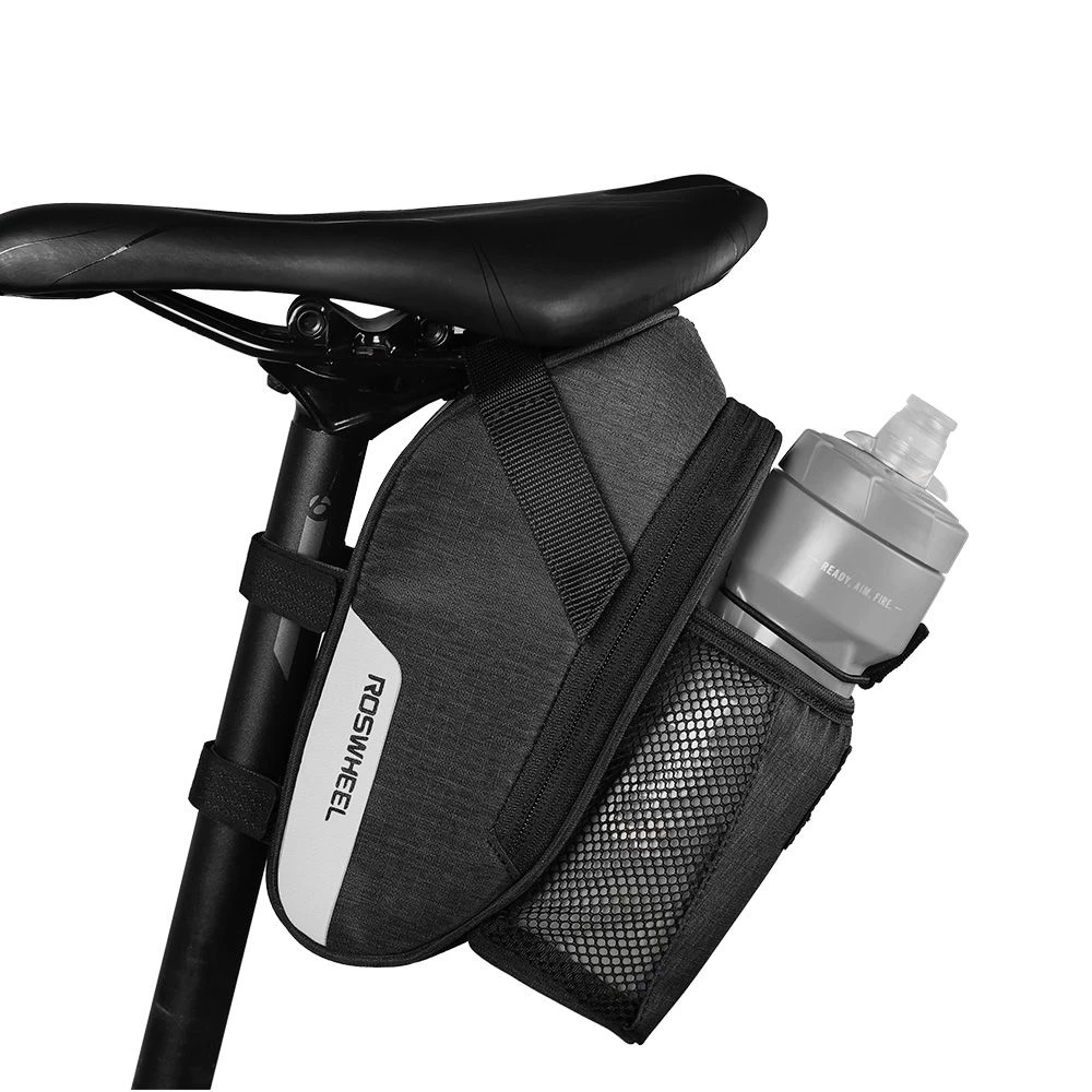 Сумка под седло Sahoo Roswheel Essential 131464-SA с карманом для бутылки, черная, 6920636790226