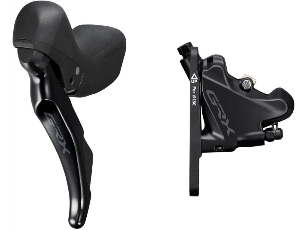 Тормоз гидравлический дисковый SHIMANO GRX RX400 переднее 2-скоростей (левая торм.ручка/Шифтер ST-RX400 калипер, гидролиния 1000мм), RX400DLF6SC100A