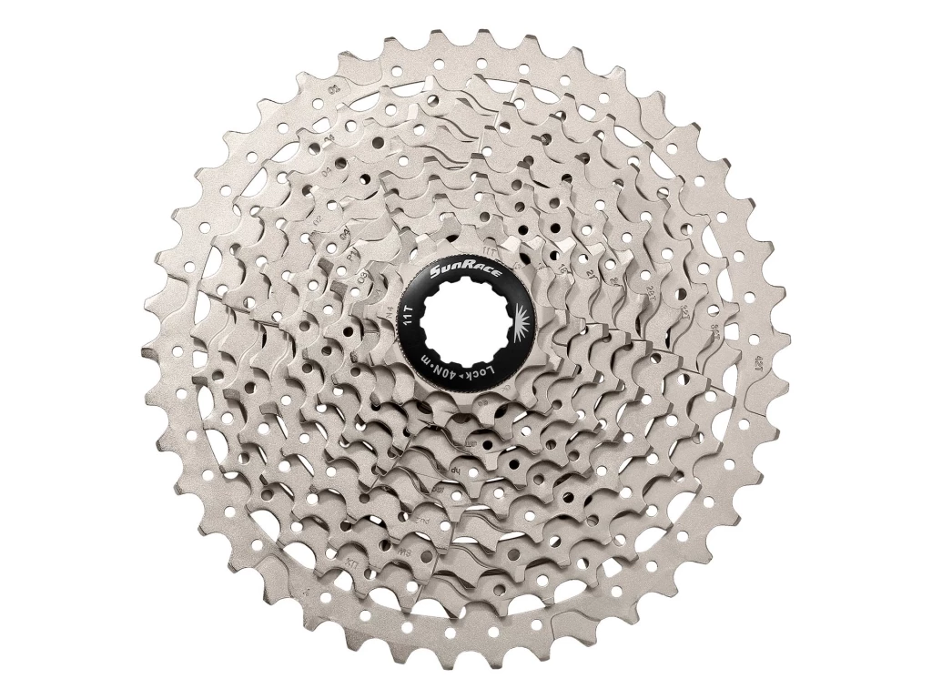Кассета инд. 10-k 11-46T SUN RACE MS2 MTB, стальной паук, Metallic Silver