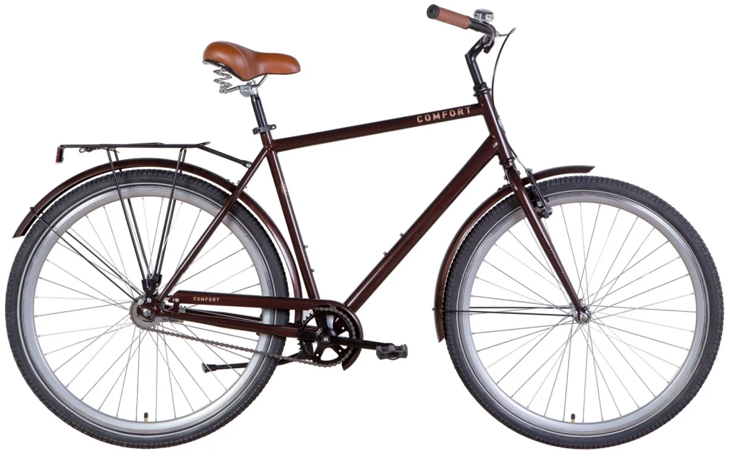 Велосипед 28" Dorozhnik COMFORT MALE Velosteel (2022) коричневый с багажником и крыльями, OPS-D-28-288
