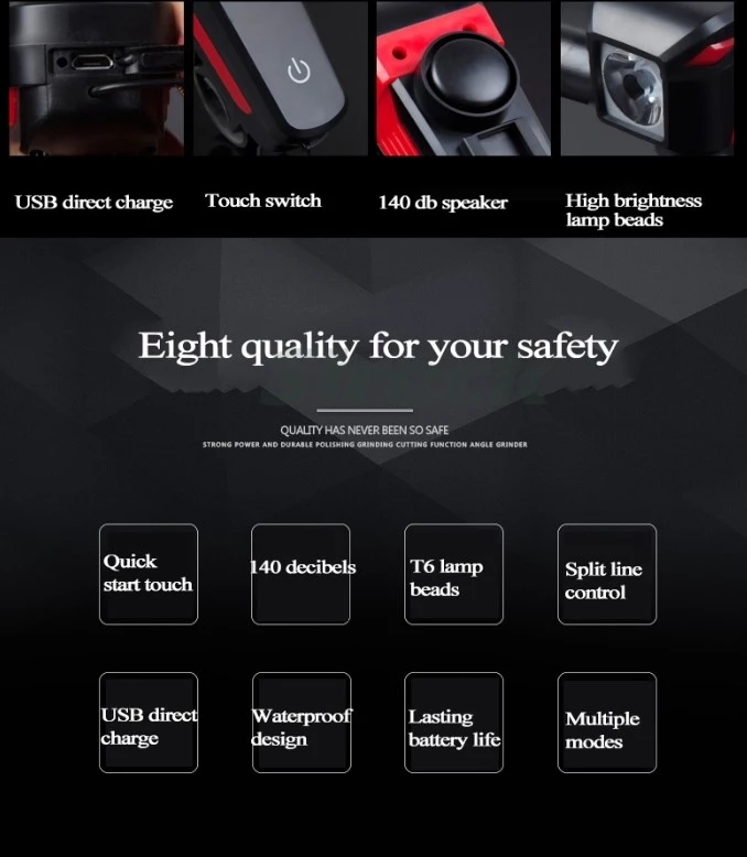 Фонарь пер. BC-FL1552 350лм питание Li-on 2000mAh с эл звонком 120дб USB, LTSS-033