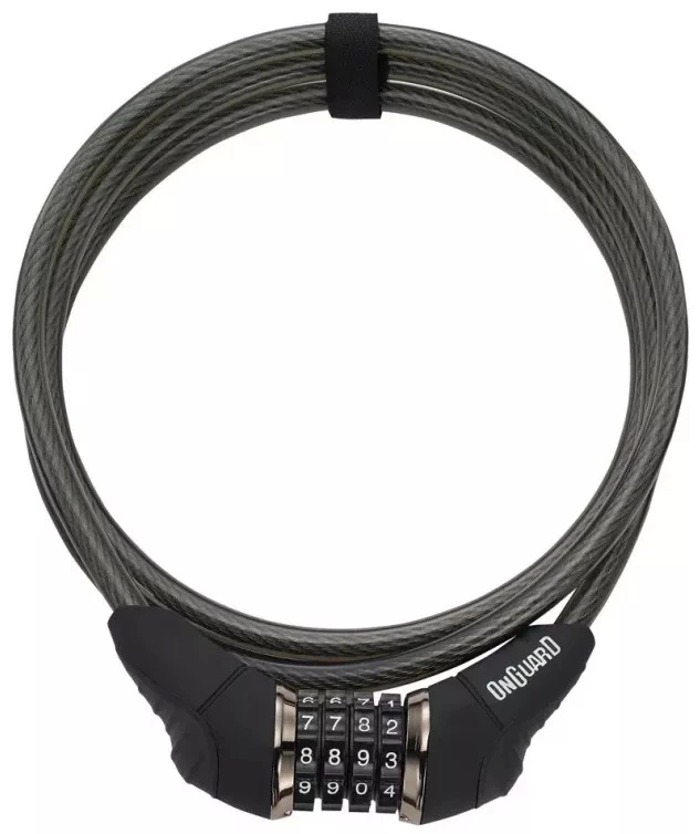 Замок Onguard AKITA, кодовый на 4 цифры, трос 185см х 10мм, черный, LCK-89-98