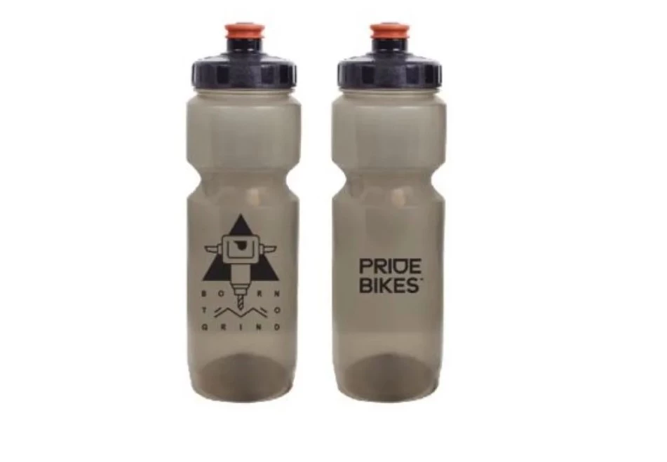 Фляга 0,8 Pridebikes GBT-553L Born to grind, дымчатая с черным, BOT-17-64